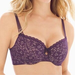 Soma purple lace 34DD Enticing Lift Balconet Bra Underwire, adjustable straps